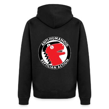 Anti-Humanoid Reptilian Action - Unisex Premium Organic Zip Hoodie - black - Back - Nico (187cm)