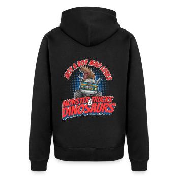 Monster Truck Dinosaur Boy Love I Gift - Unisex Premium Organic Zip Hoodie - black - Back - Nico (187cm)