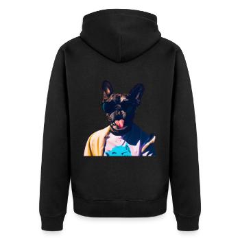 Drôle de chien avec la langue tendue - Veste à capuche bio Premium Unisexe - noir - Dos - Nico (187cm)