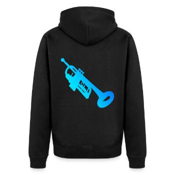 Trompete Herren Trompetenspielen Trompetenspieler - Unisex Premium Bio Zip Hoodie - Schwarz - Hinten - Nico (187cm)