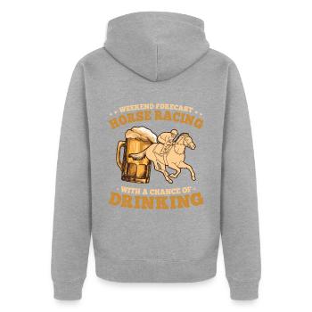 Chevaux et bière Équitation Amateurs de chevaux - Veste à capuche bio Premium Unisexe - gris chiné - Dos - Nico (187cm)