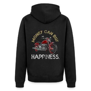 Motorradfahrer Geld kann Glück Lustiger Mot kaufen - Unisex Premium Bio Zip Hoodie - Schwarz - Hinten - Nico (187cm)