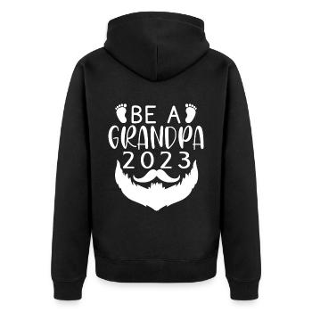 Werdender Opa 2023, 2023 werde ich Opa, 2023 Opa - Unisex Premium Bio Zip Hoodie - Schwarz - Hinten - Nico (187cm)