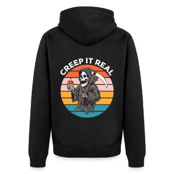 Halloween Skeleton with Scythe - Unisex Premium Organic Zip Hoodie - black - Back - Nico (187cm)