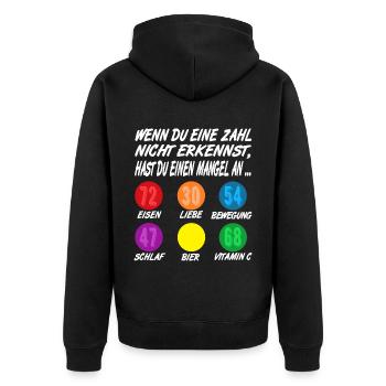 lustiger Sehtest, Biertrinker Party Bier - Unisex Premium Bio Zip Hoodie - Schwarz - Hinten - Nico (187cm)