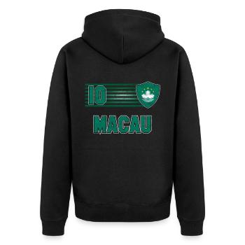 Macau Fußball Mannschaft - Unisex Premium Bio Zip Hoodie - Schwarz - Hinten - Nico (187cm)