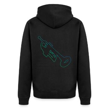 Herren Damen Trompeter Trompete Trumpet Jazz Tromp - Unisex Premium Bio Zip Hoodie - Schwarz - Hinten - Nico (187cm)