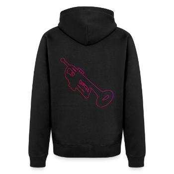 Damen Jazz Trompeter Trompeter Herren Trompete - Unisex Premium Bio Zip Hoodie - Schwarz - Hinten - Nico (187cm)