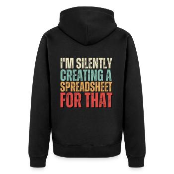 Ich erstelle im Stillen eine Tabelle für das lustige - Unisex Premium Bio Zip Hoodie - Schwarz - Hinten - Nico (187cm)