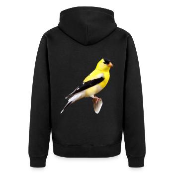 Amerikanischer Stieglitz - Unisex Premium Bio Zip Hoodie - Schwarz - Hinten - Nico (187cm)