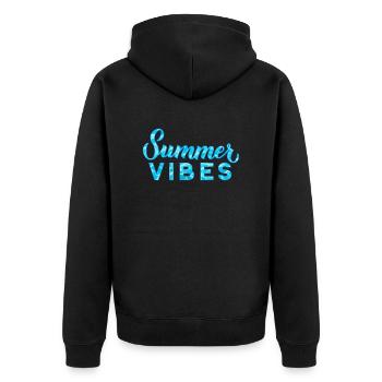 Summer Vibes Sommer Wasser - Unisex Premium Bio Zip Hoodie - Schwarz - Hinten - Nico (187cm)