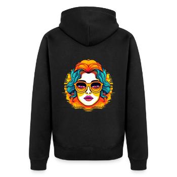 70s Head Music Funky Sunglasses Retro - Unisex Premium Organic Zip Hoodie - black - Back - Nico (187cm)