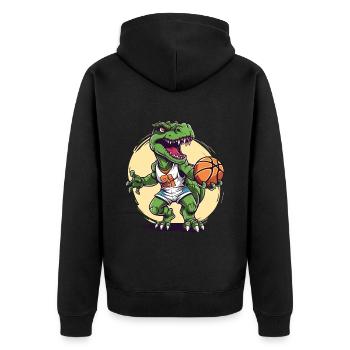 Basketball Dinosaure T-Rex Player Sports Cartoon - Veste à capuche bio Premium Unisexe - noir - Dos - Nico (187cm)