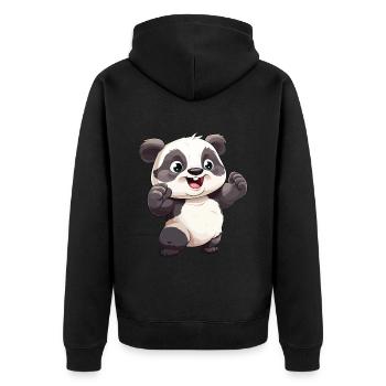 Panda Bear Rejoices Laughs Cute Cute Cartoon - Unisex Premium Organic Zip Hoodie - black - Back - Nico (187cm)