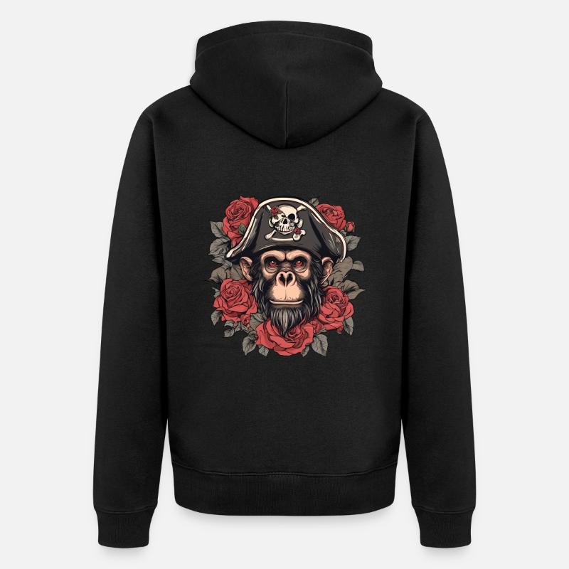 Singe pirate - Veste à capuche bio Premium Unisexe - noir