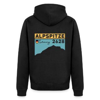 Alpspitze Höhe Wanderung Klettersteig Nesselwang - Unisex Premium Bio Zip Hoodie - Schwarz - Hinten - Nico (187cm)