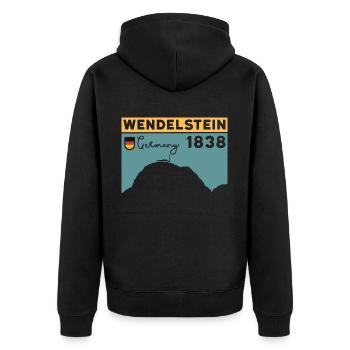 Wendelstein Finisher Wanderung Wandern Klettern - Unisex Premium Bio Zip Hoodie - Schwarz - Hinten - Nico (187cm)