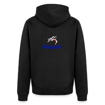 Blaupassiv Ringen Ringer Kampfsport Kraftsport - Unisex Premium Bio Zip Hoodie - Schwarz - Hinten - Nico (187cm)