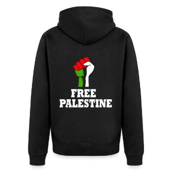 Free palestine - Unisex Premium Organic Zip Hoodie - black - Back - Nico (187cm)