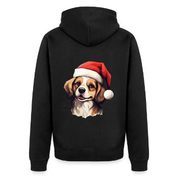 Chien Noël Père Noël chapeau joyeux dogmes laide - Veste à capuche bio Premium Unisexe - noir - Dos - Nico (187cm)