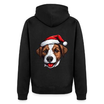 jack russel terrier Hund Weihnachten Kopf - Unisex Premium Bio Zip Hoodie - Schwarz - Hinten - Nico (187cm)