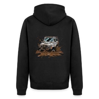 The Off-Road Adventurer - Unisex Premium Organic Zip Hoodie - black - Back - Nico (187cm)