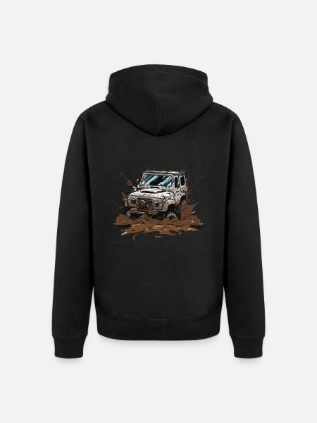Der Offroad-Abenteurer - Unisex Premium Bio Zip Hoodie - Schwarz