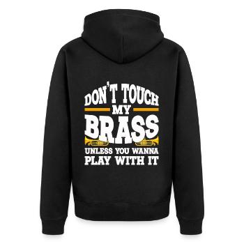 Mellophon Musikinstrument | Blaskapelle Geschenke - Unisex Premium Bio Zip Hoodie - Schwarz - Hinten - Nico (187cm)