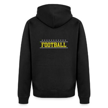 American Football Schriftzug USA Sport - Unisex Premium Bio Zip Hoodie - Schwarz - Hinten - Nico (187cm)