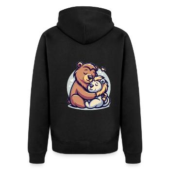 Cuddling Bear And Lion In Love - Unisex Premium Organic Zip Hoodie - black - Back - Nico (187cm)