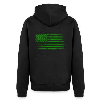 Drapeau de la Saint-Patrick irlandais américain lavé - Veste à capuche bio Premium Unisexe - noir - Dos - Nico (187cm)