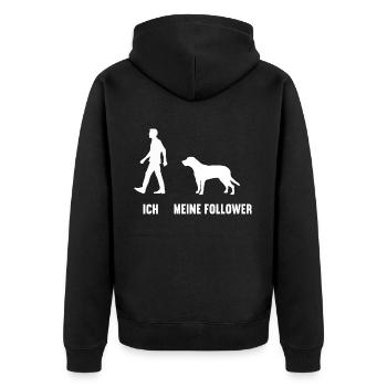 Ich meine Follower Broholmer Broholmerbesitzer - Unisex Premium Bio Zip Hoodie - Schwarz - Hinten - Nico (187cm)
