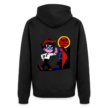 no stalking - Unisex Premium Organic Zip Hoodie - black - Back - Nico (187cm)