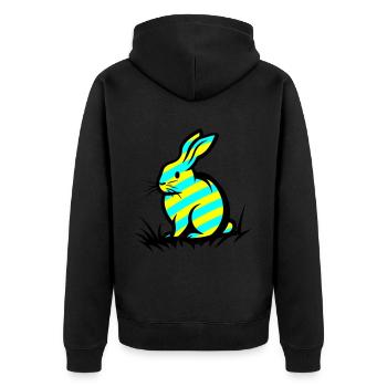 Ostern Symbol Hase - Unisex Premium Bio Zip Hoodie - Schwarz - Hinten - Nico (187cm)