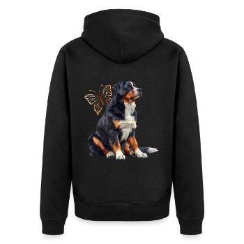 Entlebucher Sennenhund - Unisex Premium Bio Zip Hoodie - Schwarz - Hinten - Nico (187cm)