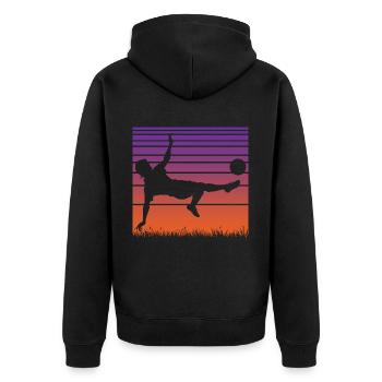 Fußball Fußballer - Unisex Premium Bio Zip Hoodie - Schwarz - Hinten - Nico (187cm)