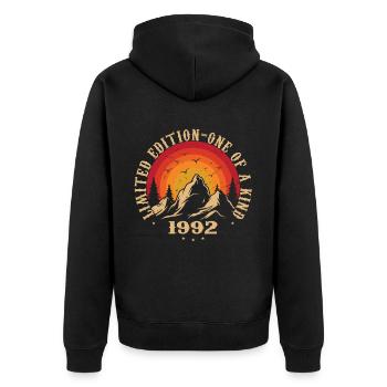 Vintage 1992 Retro 1992 Anniversary Gift 1992 - Unisex Premium Organic Zip Hoodie - black - Back - Nico (187cm)