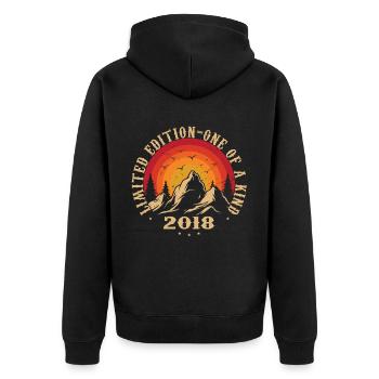 Vintage 2018 Retro 2018 Anniversary Gift 2018 - Unisex Premium Organic Zip Hoodie - black - Back - Nico (187cm)