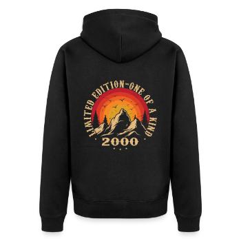 Vintage 2000 Retro 2000 Birthday Gift 2000 - Unisex Premium Organic Zip Hoodie - black - Back - Nico (187cm)