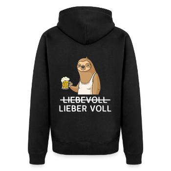 Lieber Voll als Liebevoll Bier - Unisex Premium Bio Zip Hoodie - Schwarz - Hinten - Nico (187cm)