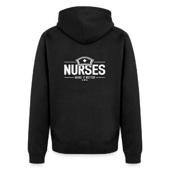 Infirmières, infirmière, assistante médicale, citation - Veste à capuche bio Premium Unisexe - noir - Dos - Nico (187cm)