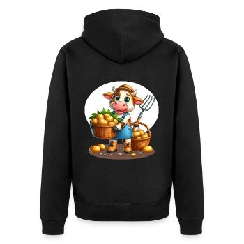 Harvest cow Fresh potatoes from the field - Unisex Premium Organic Zip Hoodie - black - Back - Nico (187cm)