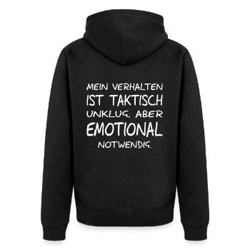 Taktisch Unklug Aber Emotional Notwendig notwendig - Unisex Premium Bio Zip Hoodie - Schwarz - Hinten - Nico (187cm)