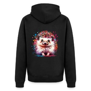 Igel - Unisex Premium Bio Zip Hoodie - Schwarz - Hinten - Nico (187cm)