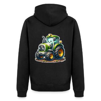 Traktor - Unisex Premium Bio Zip Hoodie - Schwarz - Hinten - Nico (187cm)