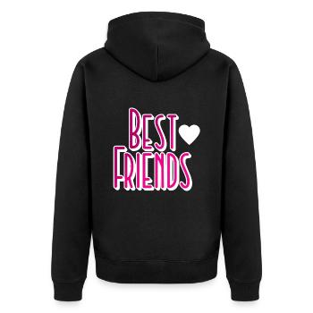 Best Friends Freunde Freundschaft - Unisex Premium Bio Zip Hoodie - Schwarz - Hinten - Nico (187cm)