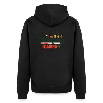Thanksgiving Loading Erntedankfest Ladebalken - Unisex Premium Bio Zip Hoodie - Schwarz - Hinten - Nico (187cm)
