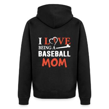 I Love Being Baseball Mom - Unisex Premium Organic Zip Hoodie - black - Back - Nico (187cm)