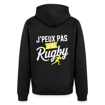 I can't I have rugby - Unisex Premium Organic Zip Hoodie - black - Back - Nico (187cm)