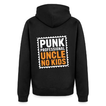 Punk Professional Uncle No Kids 11 - Unisex Premium Bio Zip Hoodie - Schwarz - Hinten - Nico (187cm)